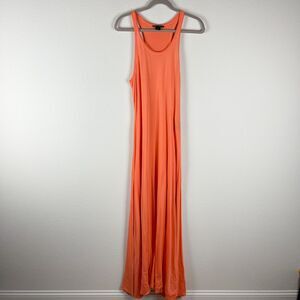 Ralph Lauren Black Label Tank Dress Womens Large Orange Maxi Sleeveless FLAW